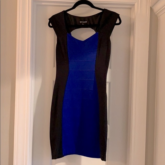 Express Blue and Black Dress - Picture 1 of 3